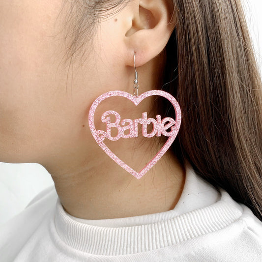 Indi Barbie Acrylic Red Pink Glitter Earrings For Women