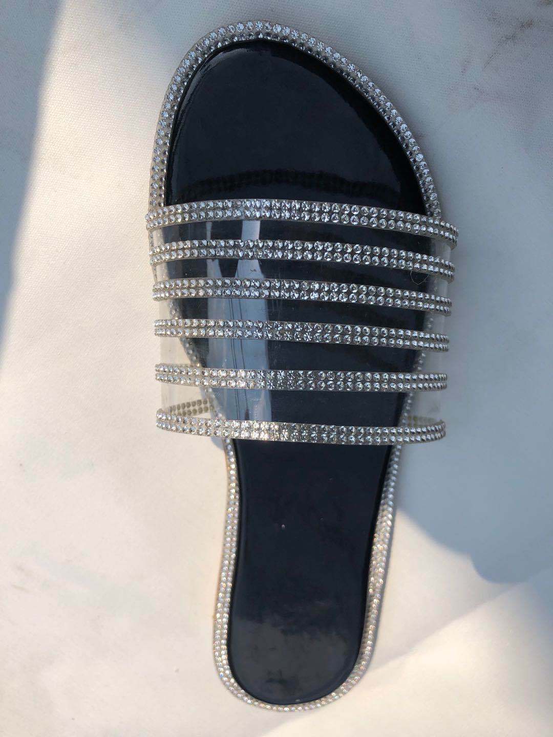 Indi Women's Fashion Dignified Rhinestone Flat Slippers Sandals