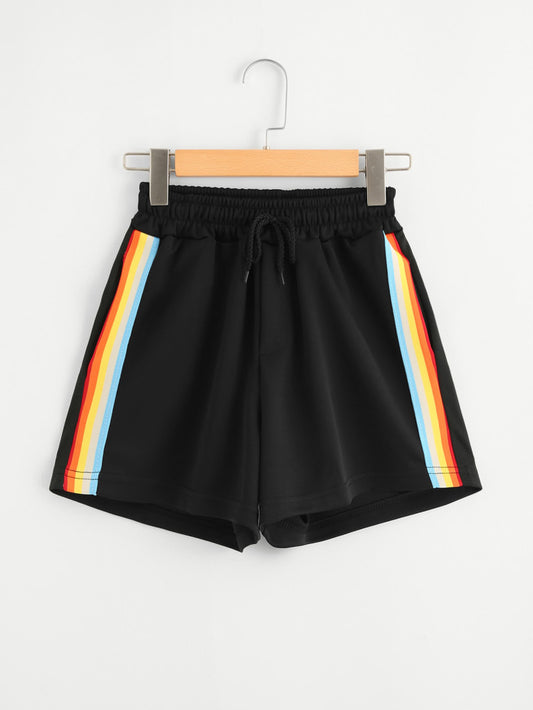 Indi Women Rainbow Striped Elastic Shorts