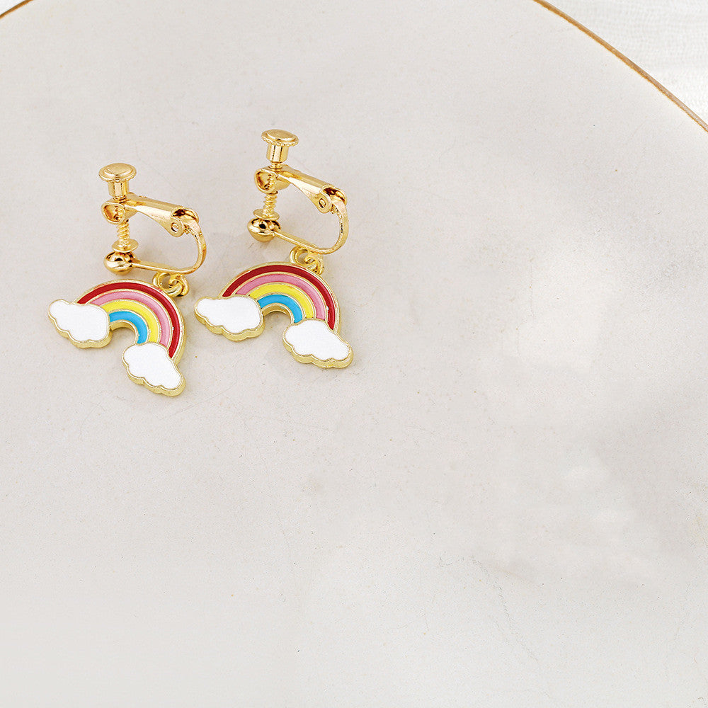 Ladies Versatile Cloud Geometric Rainbow Indi Earrings