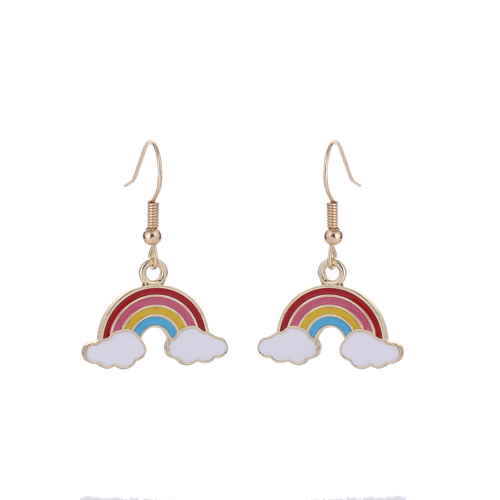 Ladies Versatile Cloud Geometric Rainbow Indi Earrings