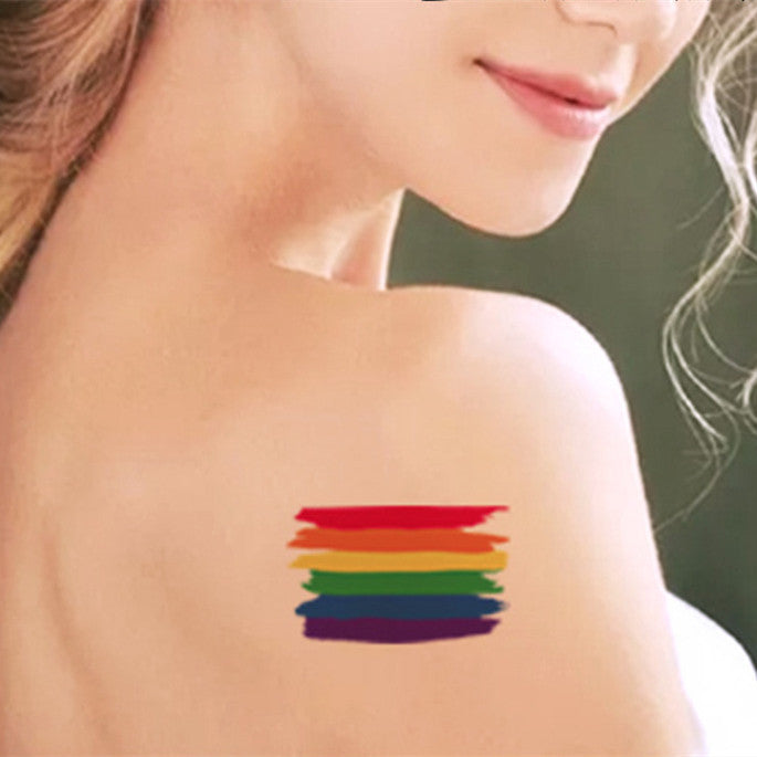 Indi Face Stick Rainbow Geometric Flower Arm Tattoo Sticker